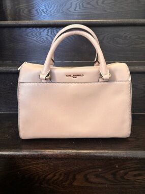 Karl Lagerfeld Blush Pink Pebbled Leather Satchel
